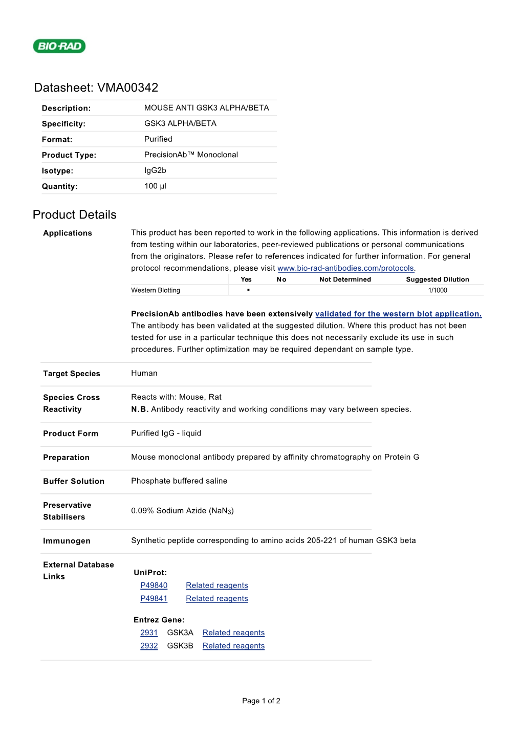 Datasheet: VMA00342