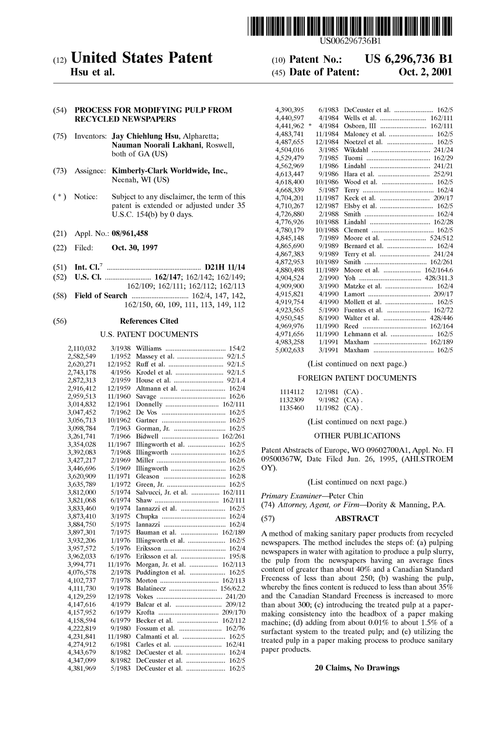 (12) United States Patent (10) Patent No.: US 6,296,736 B1