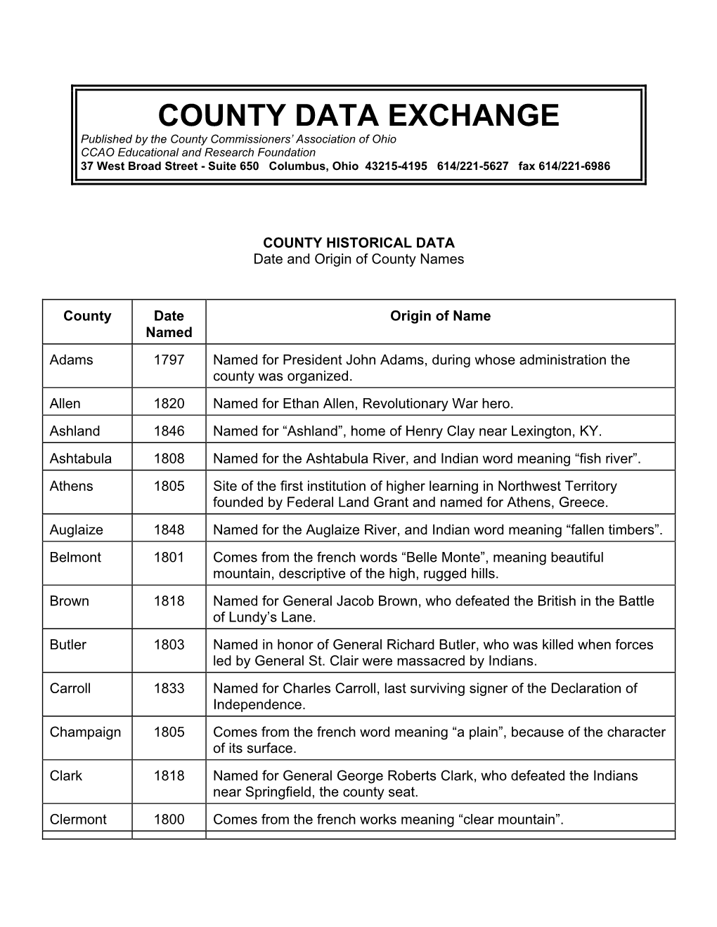 County Data Exchange