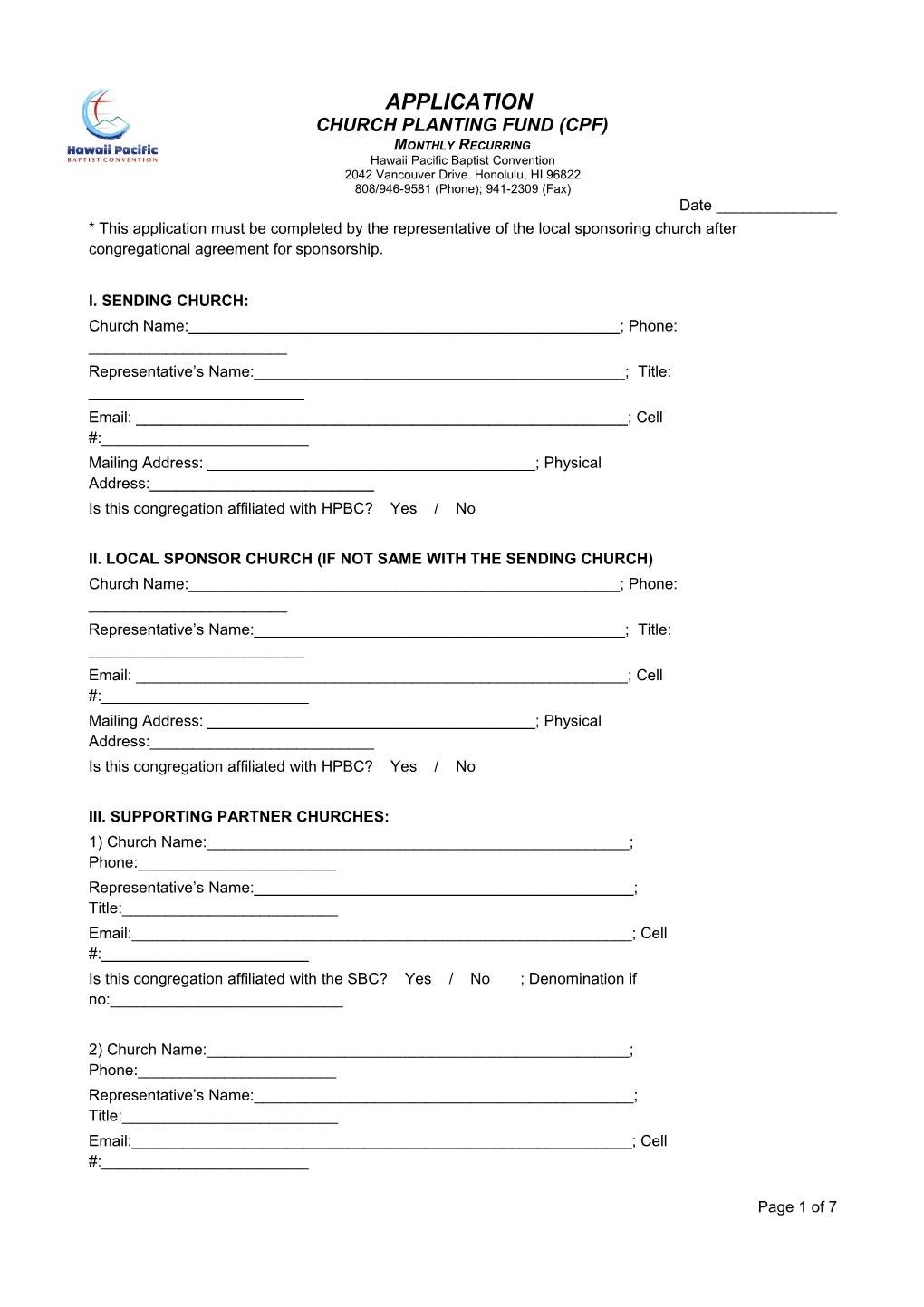 The Guideline of Congregational Assistance Program