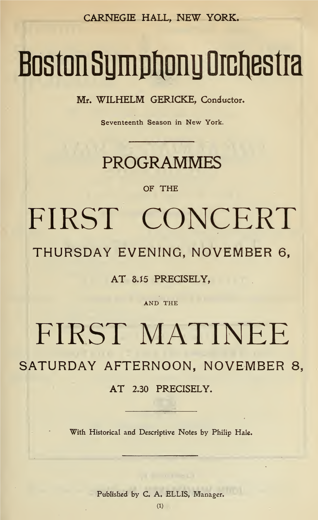 Boston Symphony Orchestra Concert Programs, Season 22,1902-1903, Trip