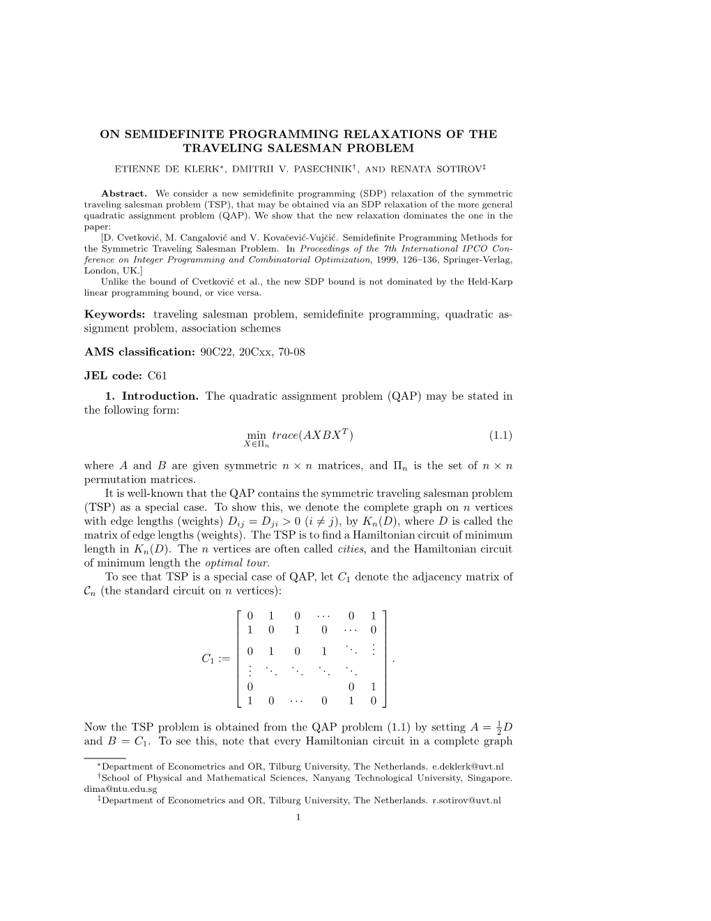 On Semidefinite Programming Relaxations of the Traveling Salesman Problem