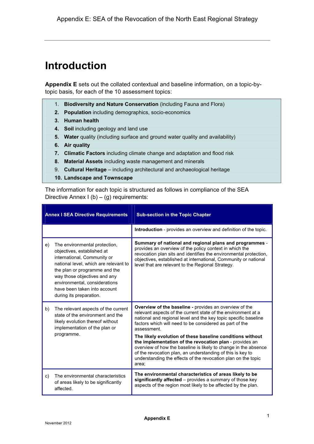 Strategic Environmental Assessment of the Revocation of The