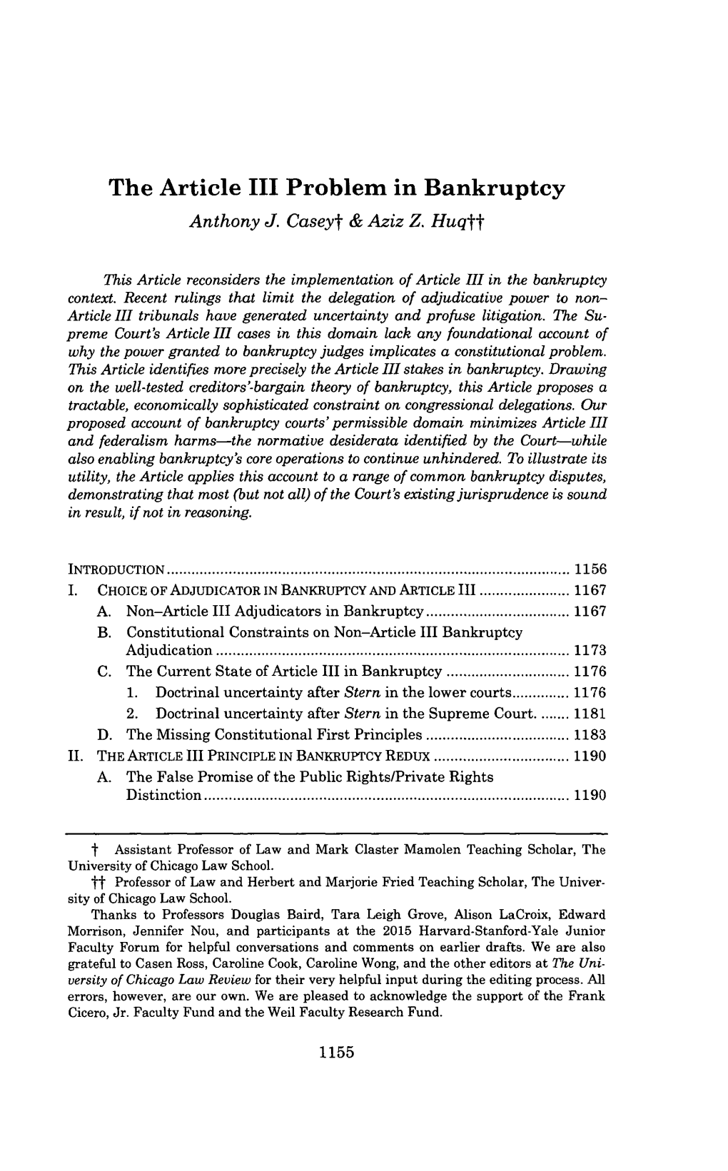 The Article III Problem in Bankruptcy Anthony J