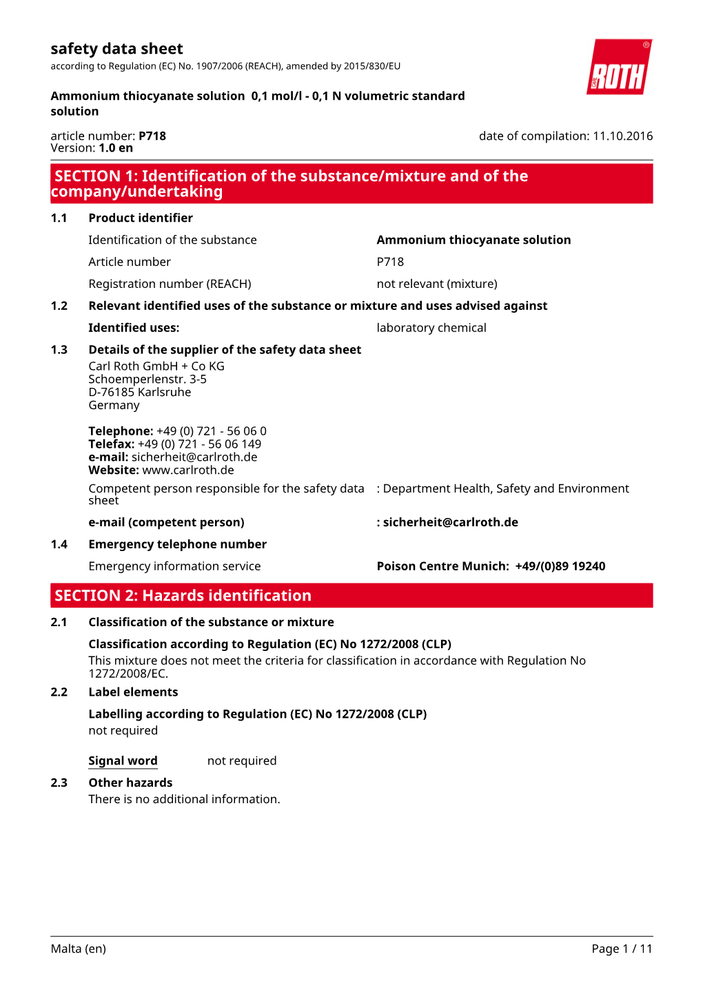 Ammonium Thiocyanate Solution