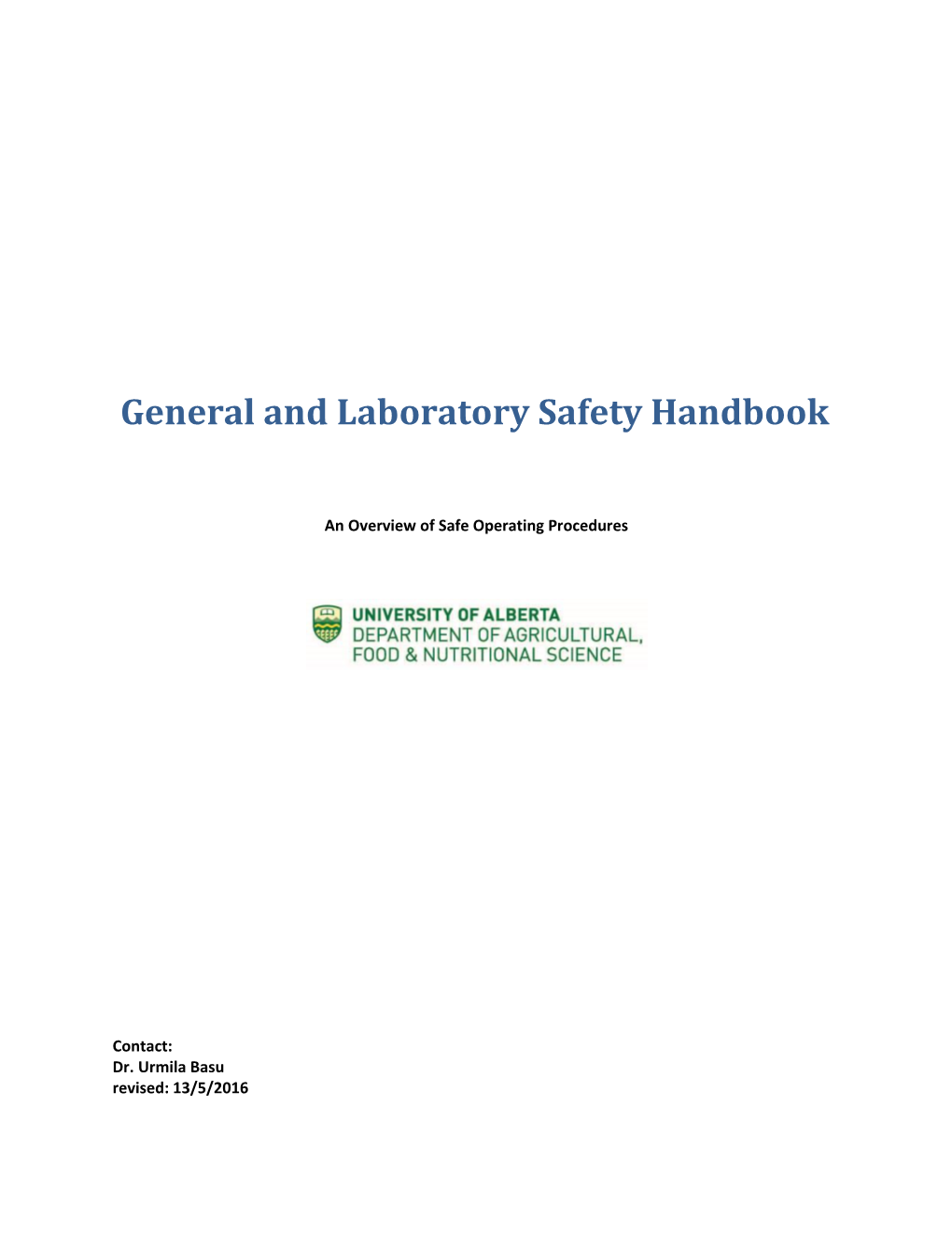 General and Laboratory Safety Handbook