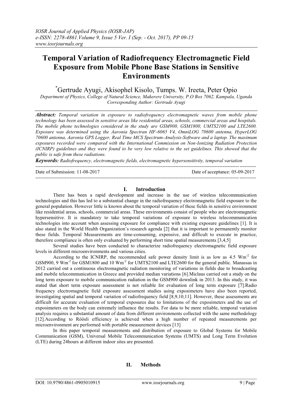 Temporal Variation of Radiofrequency Electromagnetic Field Exposure from Mobile Phone Base Stations in Sensitive Environments
