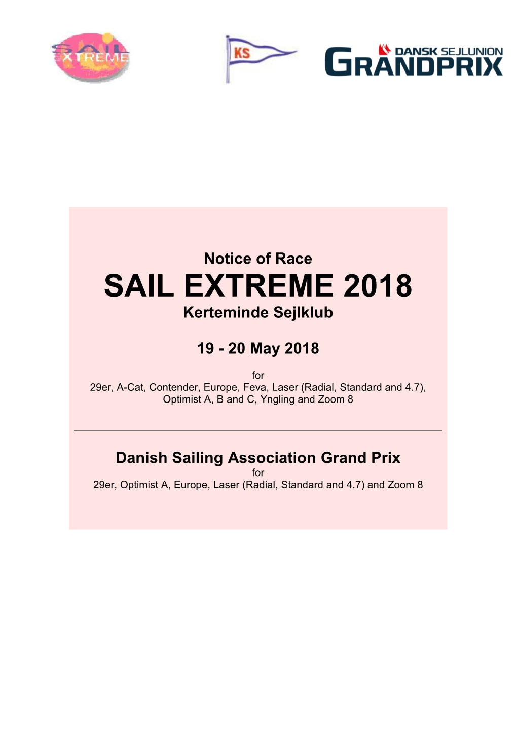 Notice of Race SAIL EXTREME 2018 Kerteminde Sejlklub 19