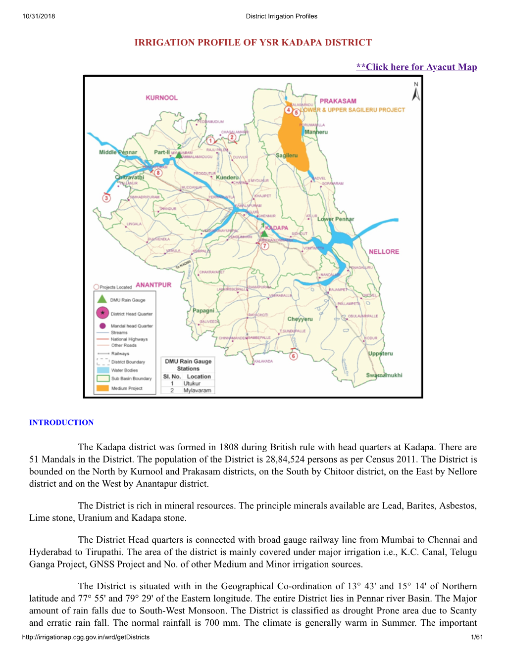 Irrigation Profile of Ysr Kadapa District