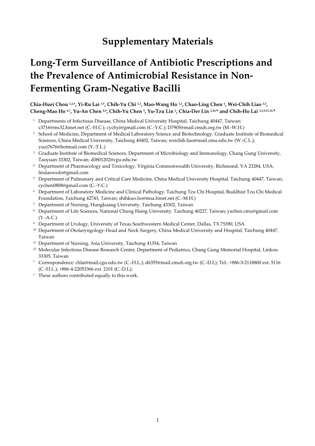 Supplementary Materials Long-Term Surveillance of Antibiotic