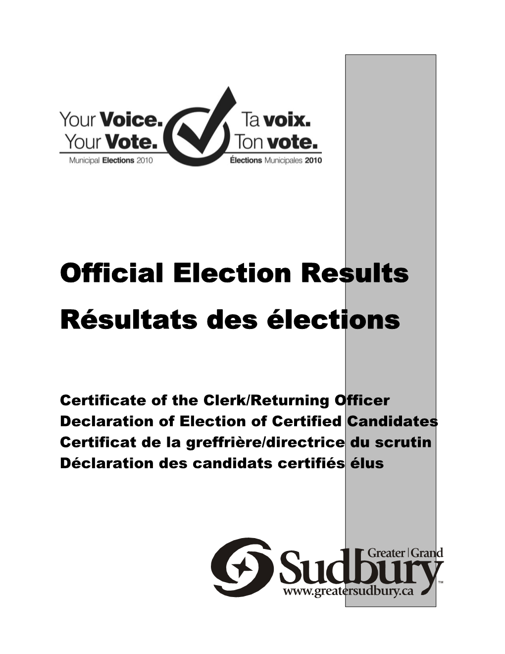 2010 Official Municipal Election Results