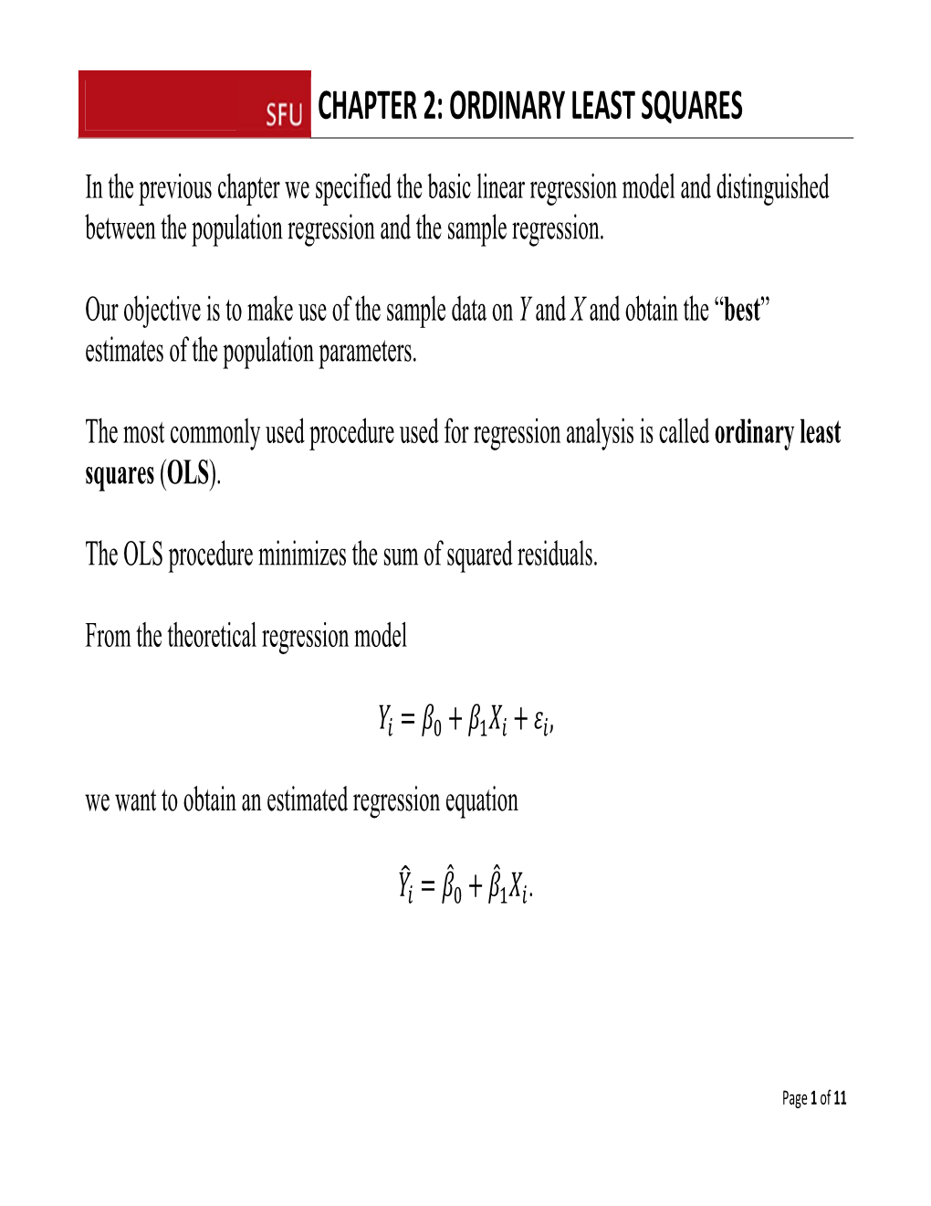 Chapter 2: Ordinary Least Squares