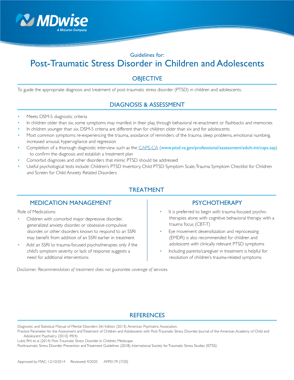 Post-Traumatic Stress Disorder in Children and Adolescents