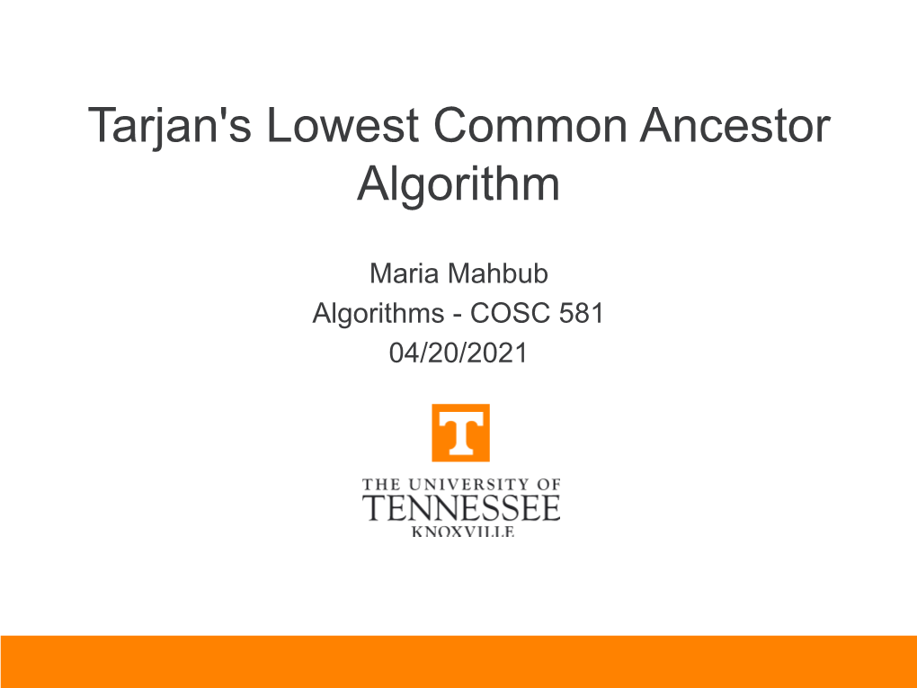 Tarjan's Lowest Common Ancestor Algorithm