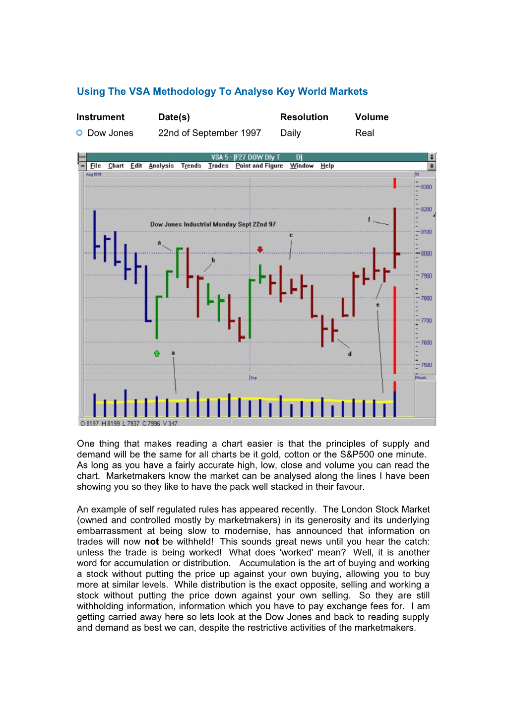 Using the VSA Methodology to Analyse Key World Markets