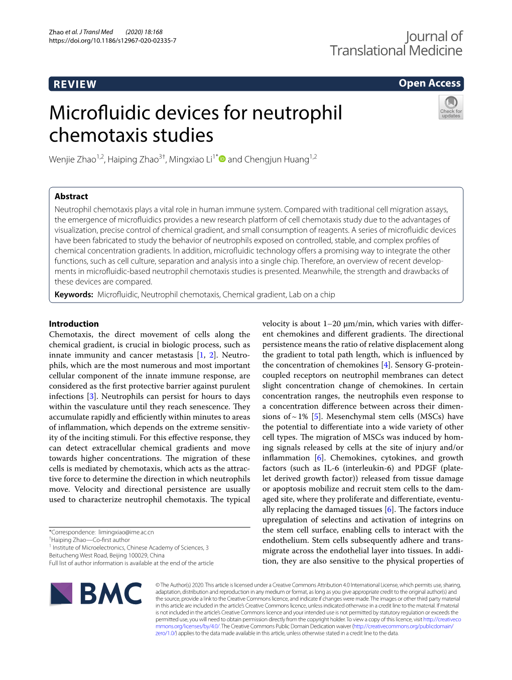 Microfluidic Devices for Neutrophil Chemotaxis Studies