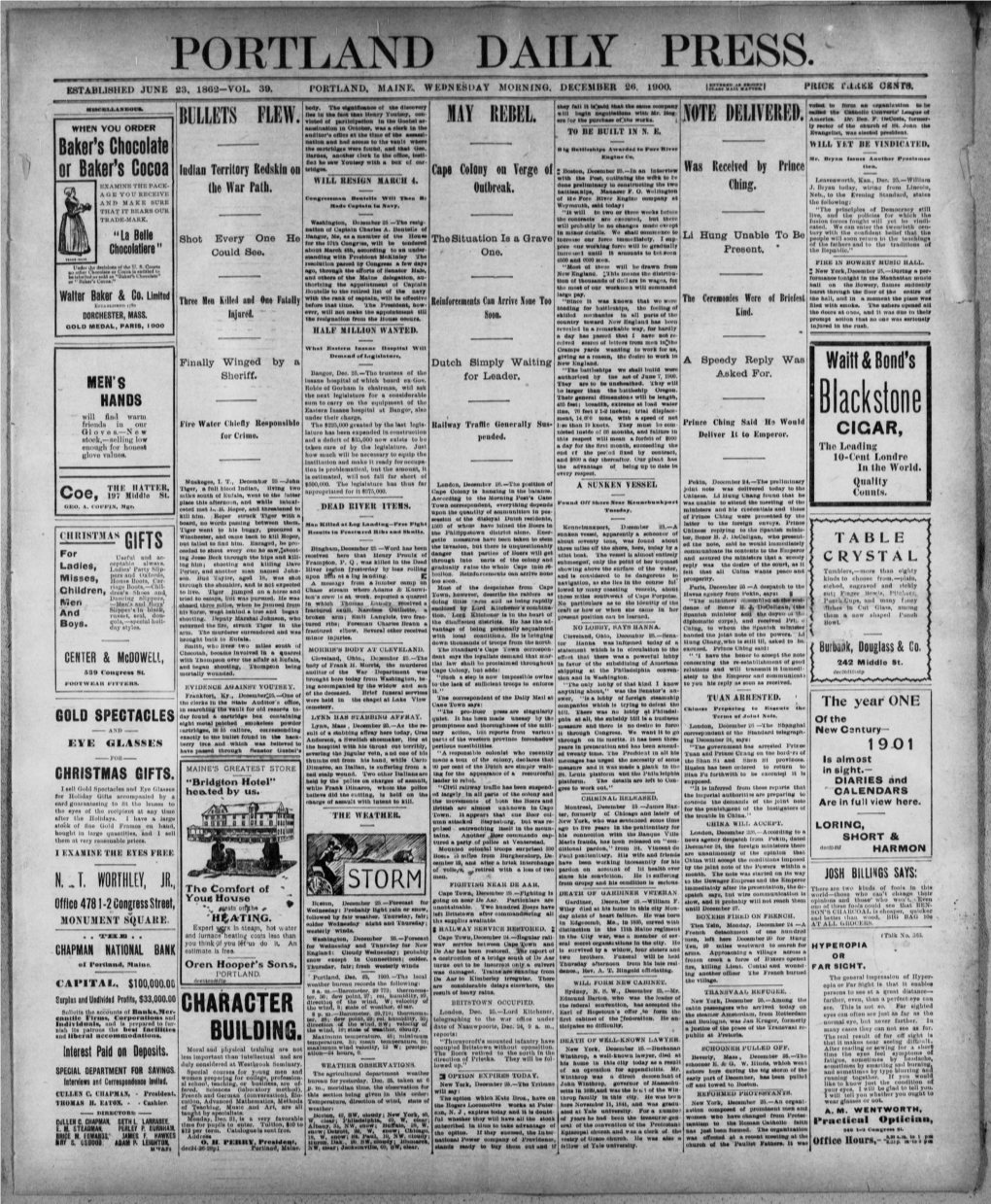 Portland Daily Press: December 26, 1900