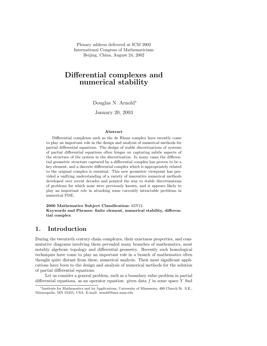 Differential Complexes and Numerical Stability