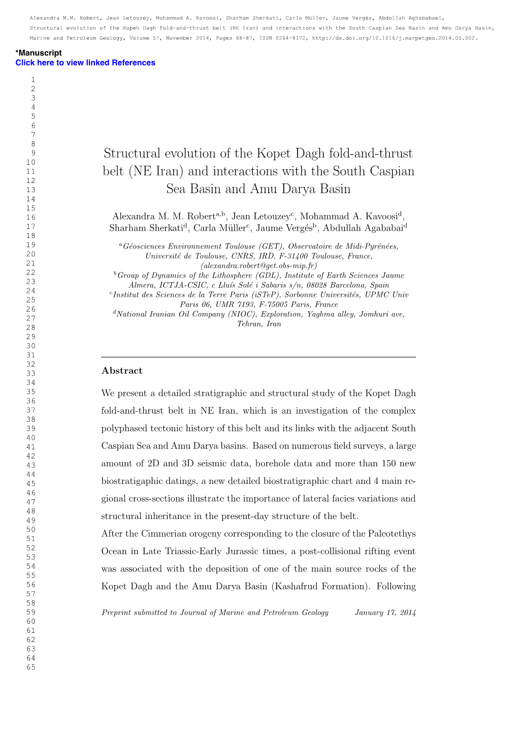 Structural Evolution of the Kopet Dagh Fold-And-Thrust Belt