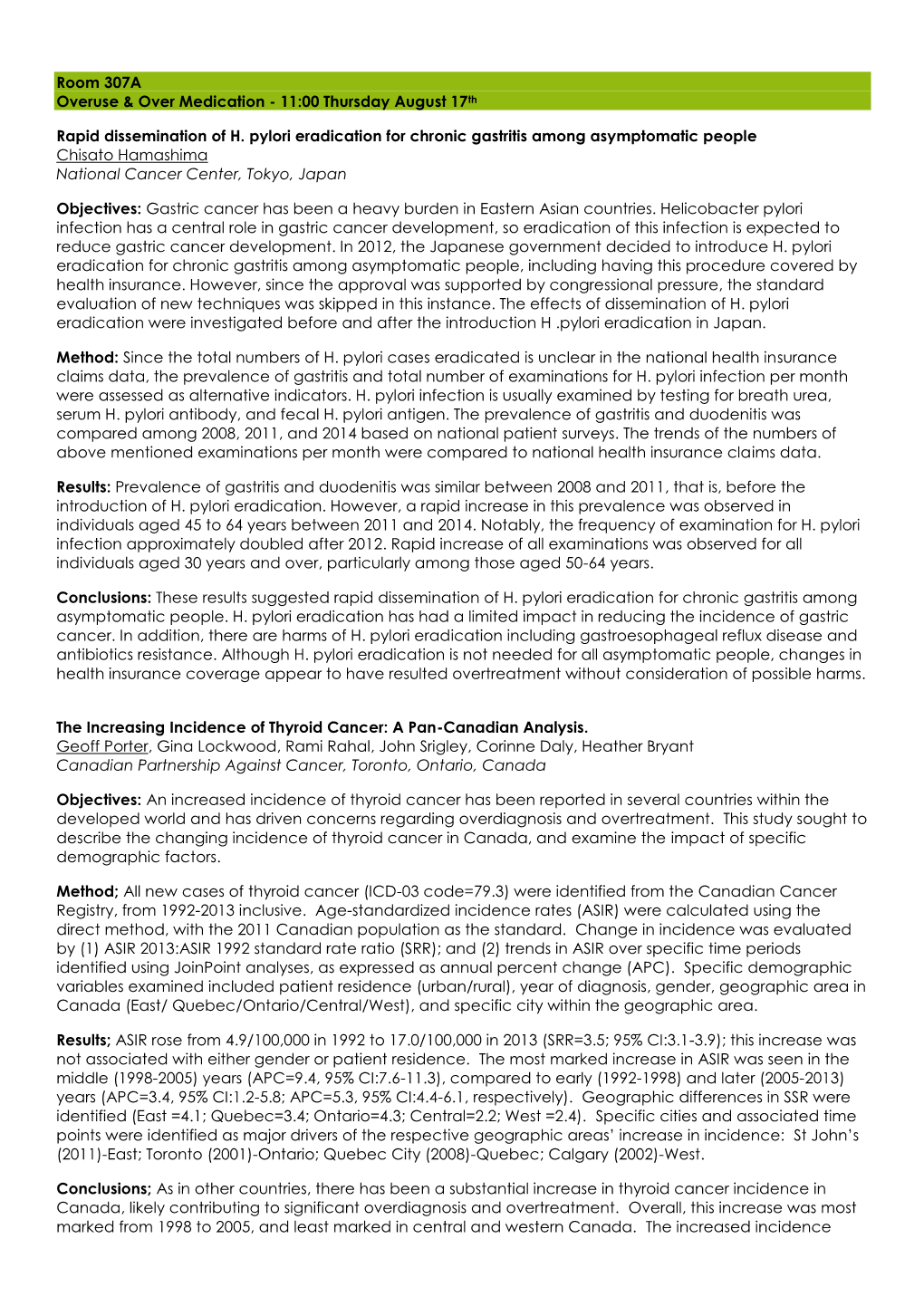 2017 Oral Abstracts