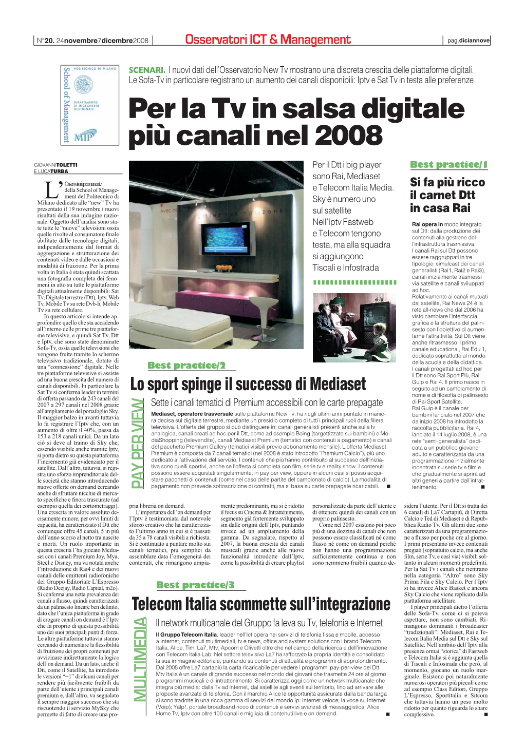 Per La Tv in Salsa Digitale Più Canali Nel 2008