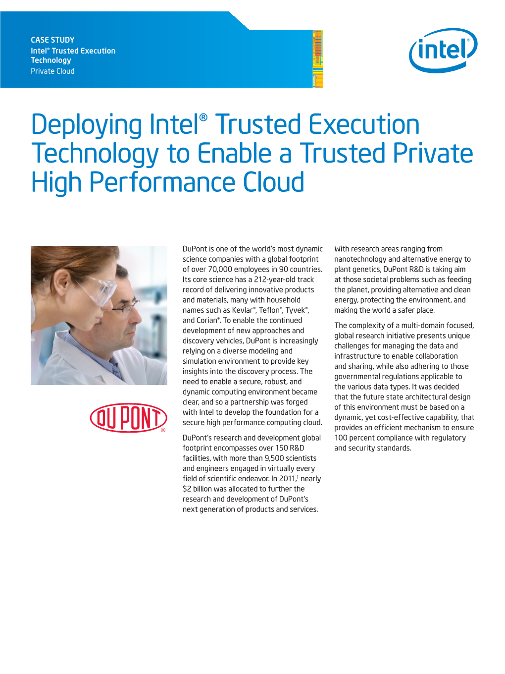 Deploying Intel® Trusted Execution Technology to Enable a Trusted Private High Performance Cloud