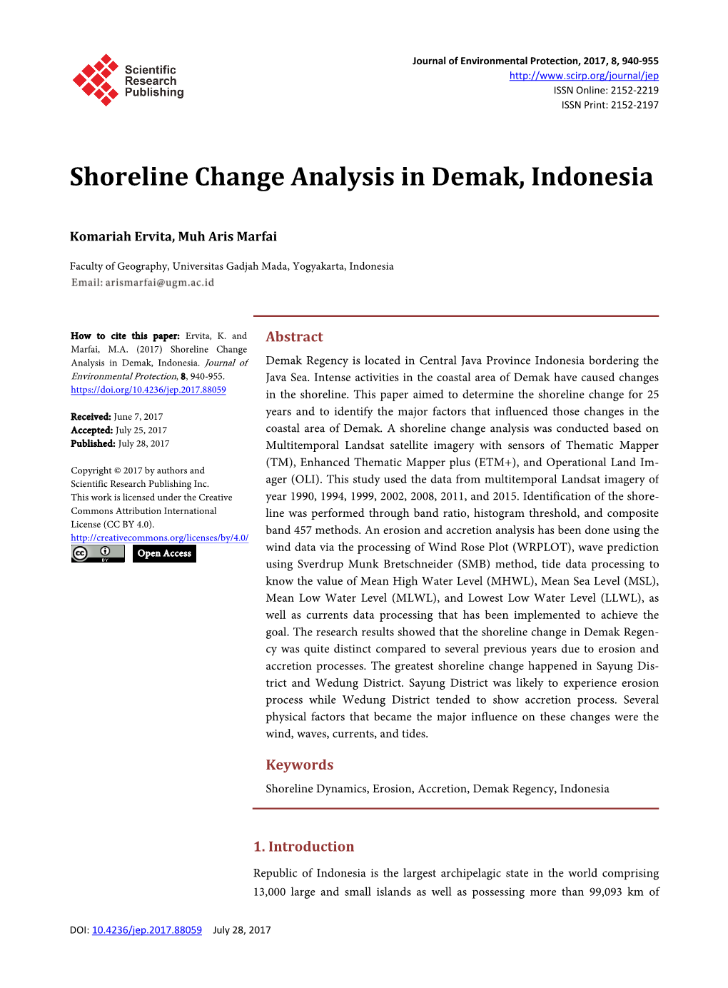 Shoreline Change Analysis in Demak, Indonesia