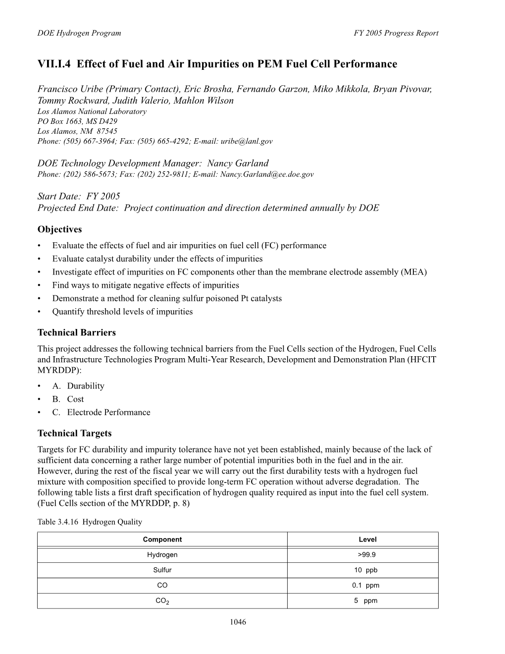 Effect of Fuel and Air Impurities on PEM Fuel Cell Performance