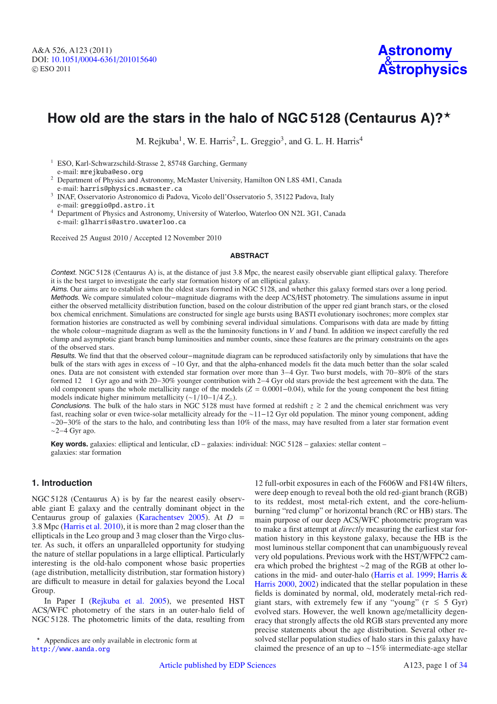 How Old Are the Stars in the Halo of NGC 5128 (Centaurus A)?