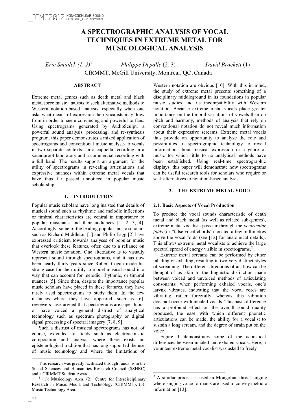 A Spectrographic Analysis of Vocal Techniques in Extreme Metal for Musicological Analysis