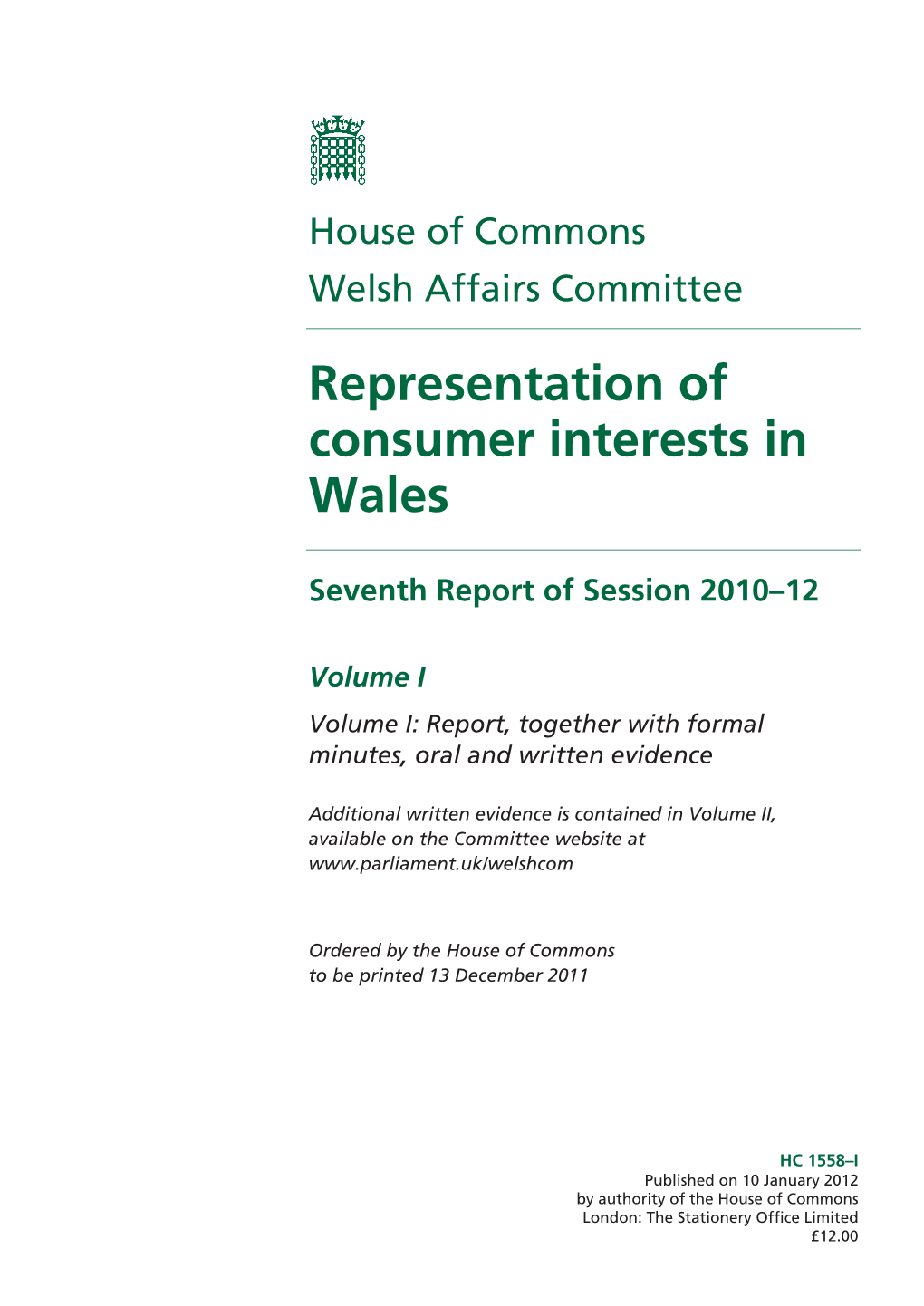Representation of Consumer Interests in Wales