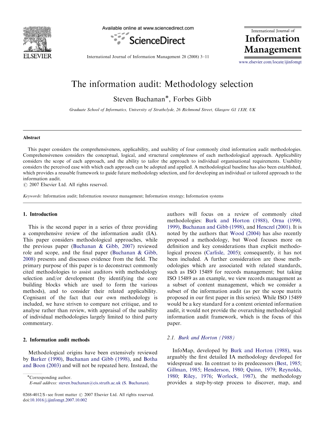 The Information Audit: Methodology Selection