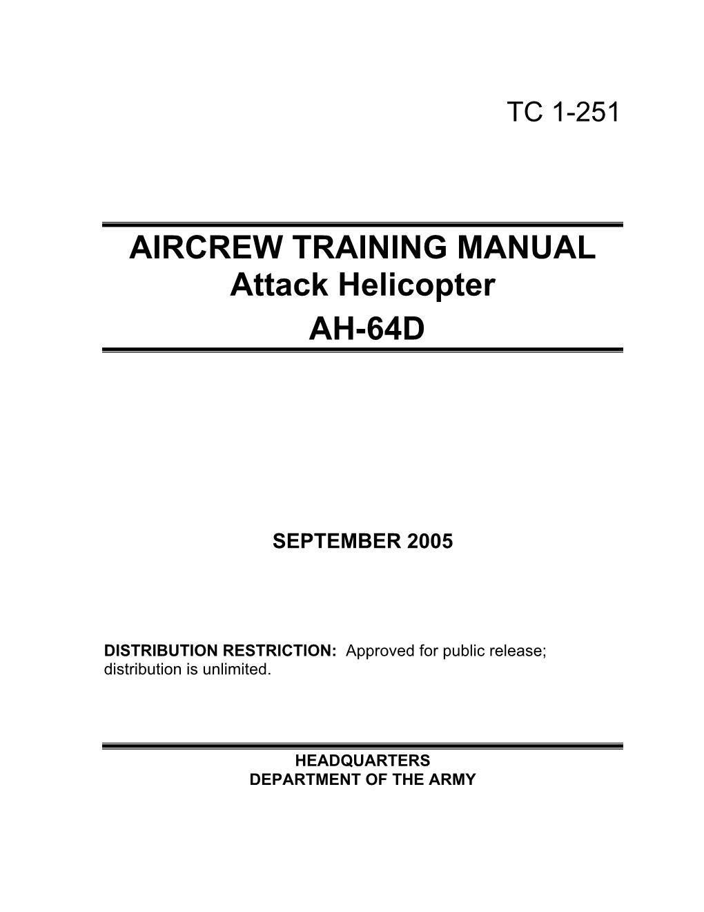 AIRCREW TRAINING MANUAL Attack Helicopter AH-64D