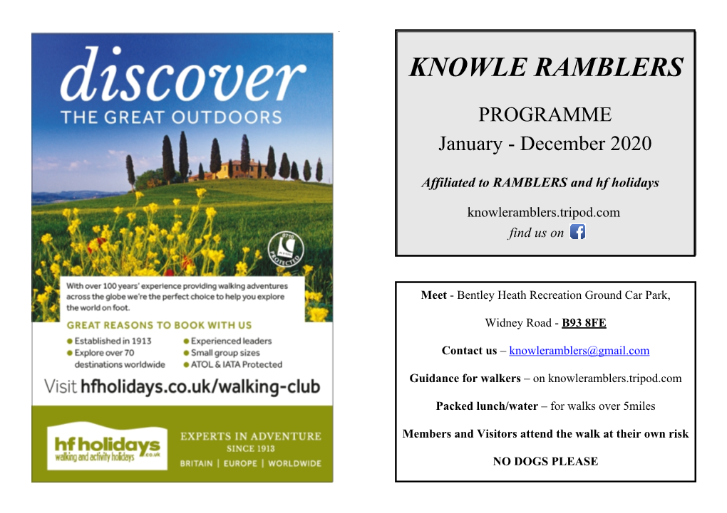 Knowle Ramblers Programme 2019