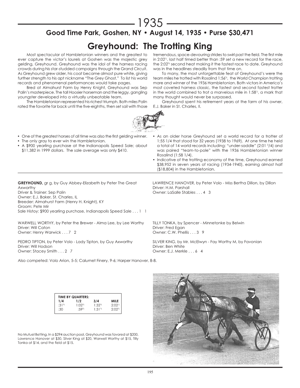 Greyhound: the Trotting King Most Spectacular of Hambletonian Winners and the Greatest to Tremendous, Space-Devouring Strides to Swirl Past the Field