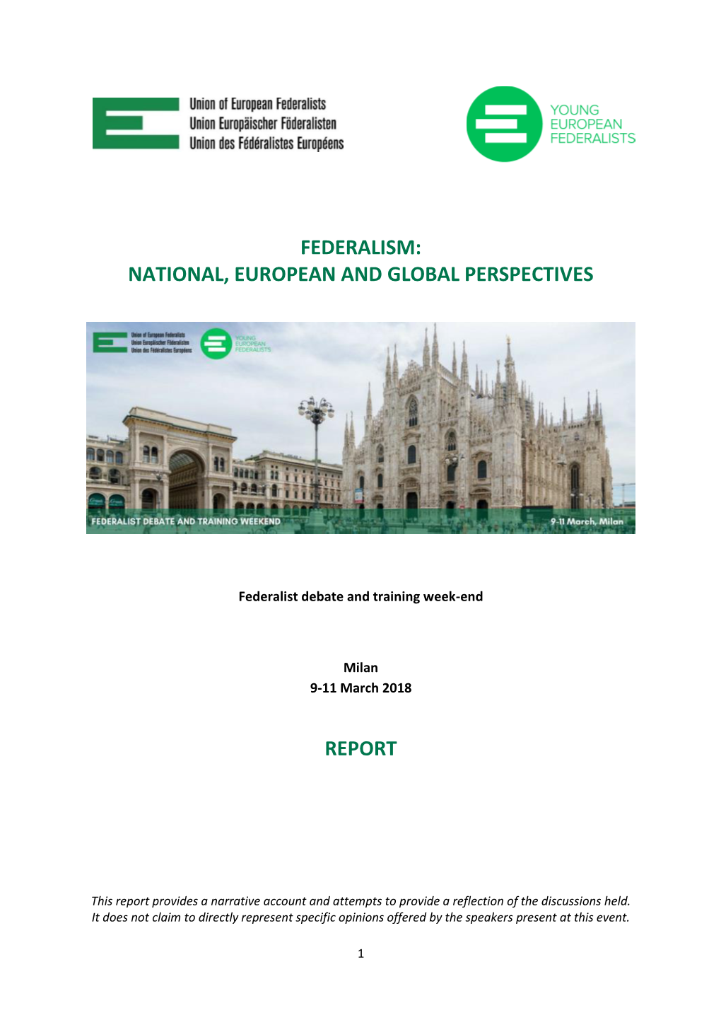 Federalism: National, European and Global Perspectives