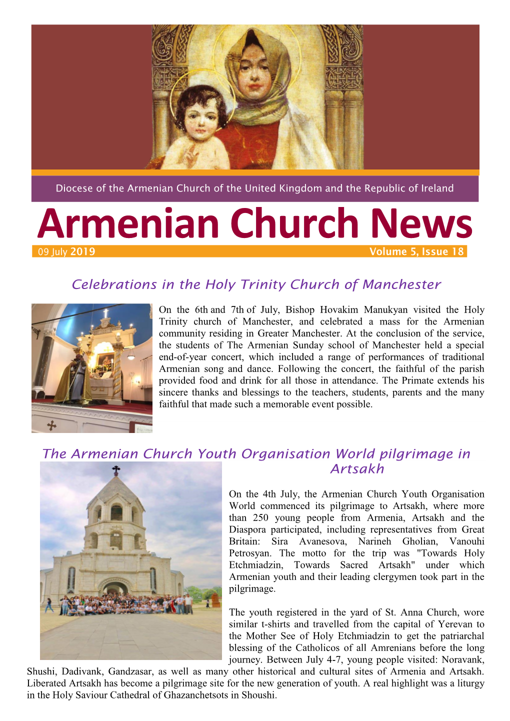 Armenian Church News 09 July 2019 Volume 5, Issue 18