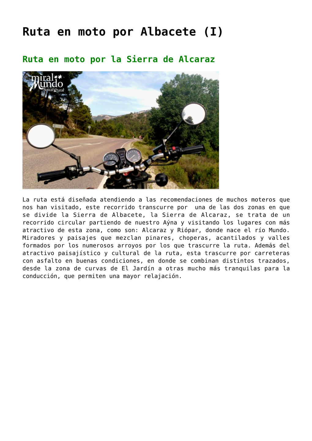 Ruta En Moto Por Albacete (I)