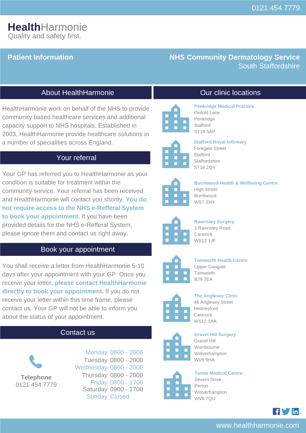 Healthharmonie NHS Community Dermatology Service Patient