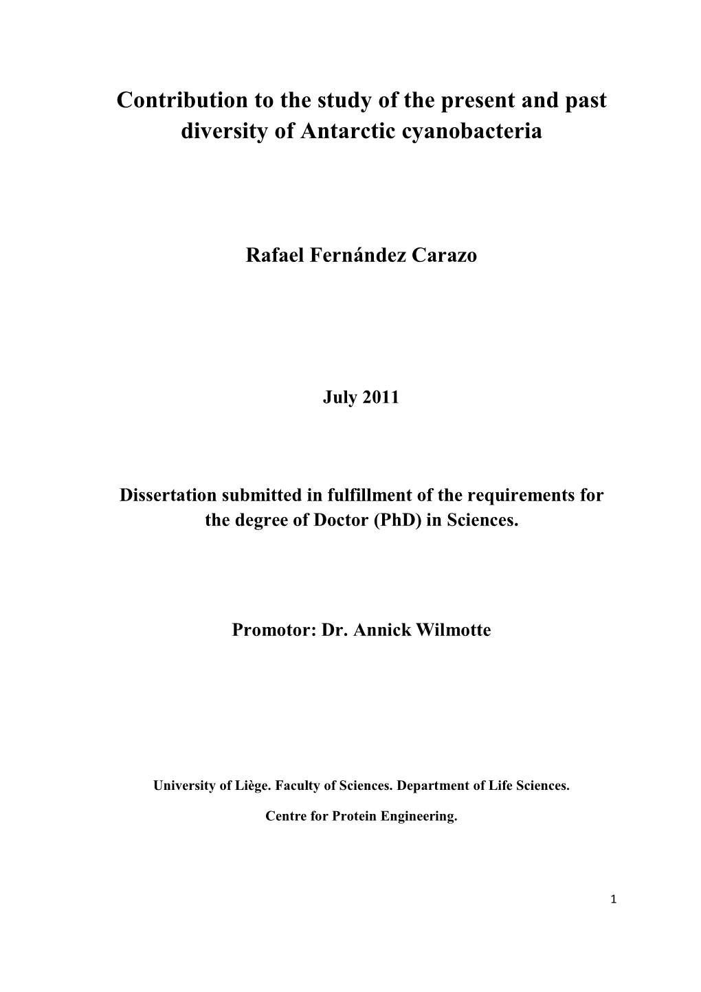 Contribution to the Study of the Present and Past Diversity of Antarctic Cyanobacteria