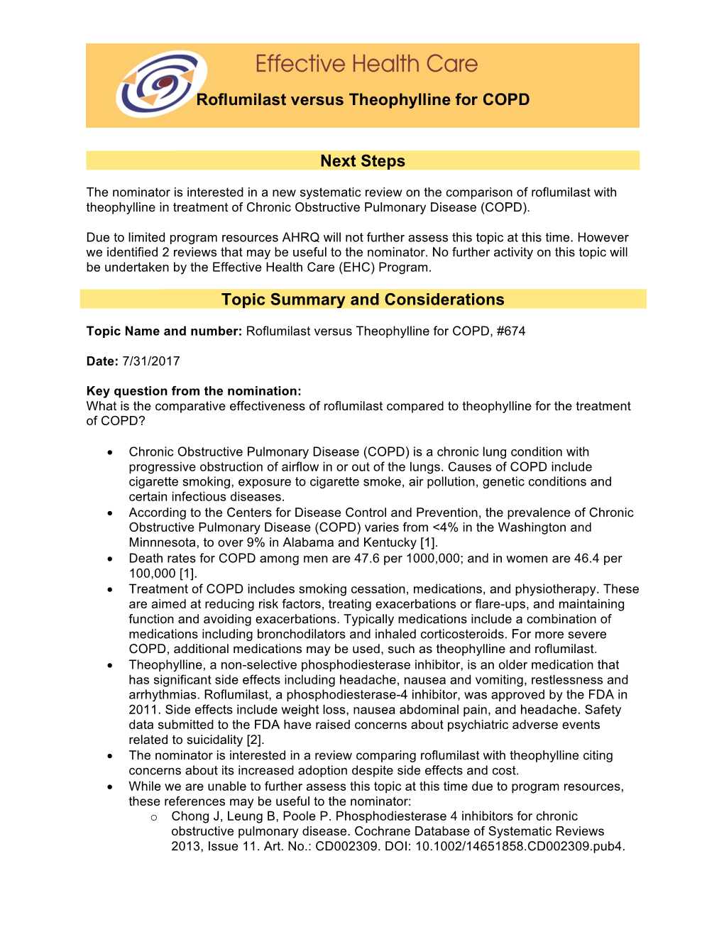 Roflumilast Versus Theophylline for COPD