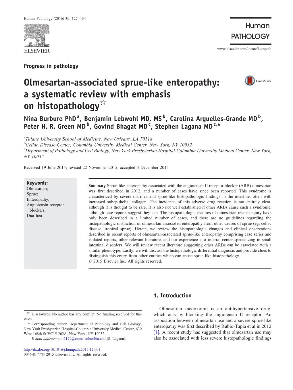 Olmesartan-Associated Sprue-Like Enteropathy