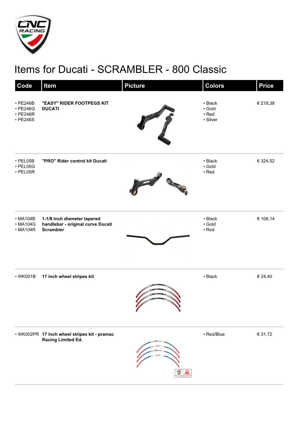 Items for Ducati - SCRAMBLER - 800 Classic