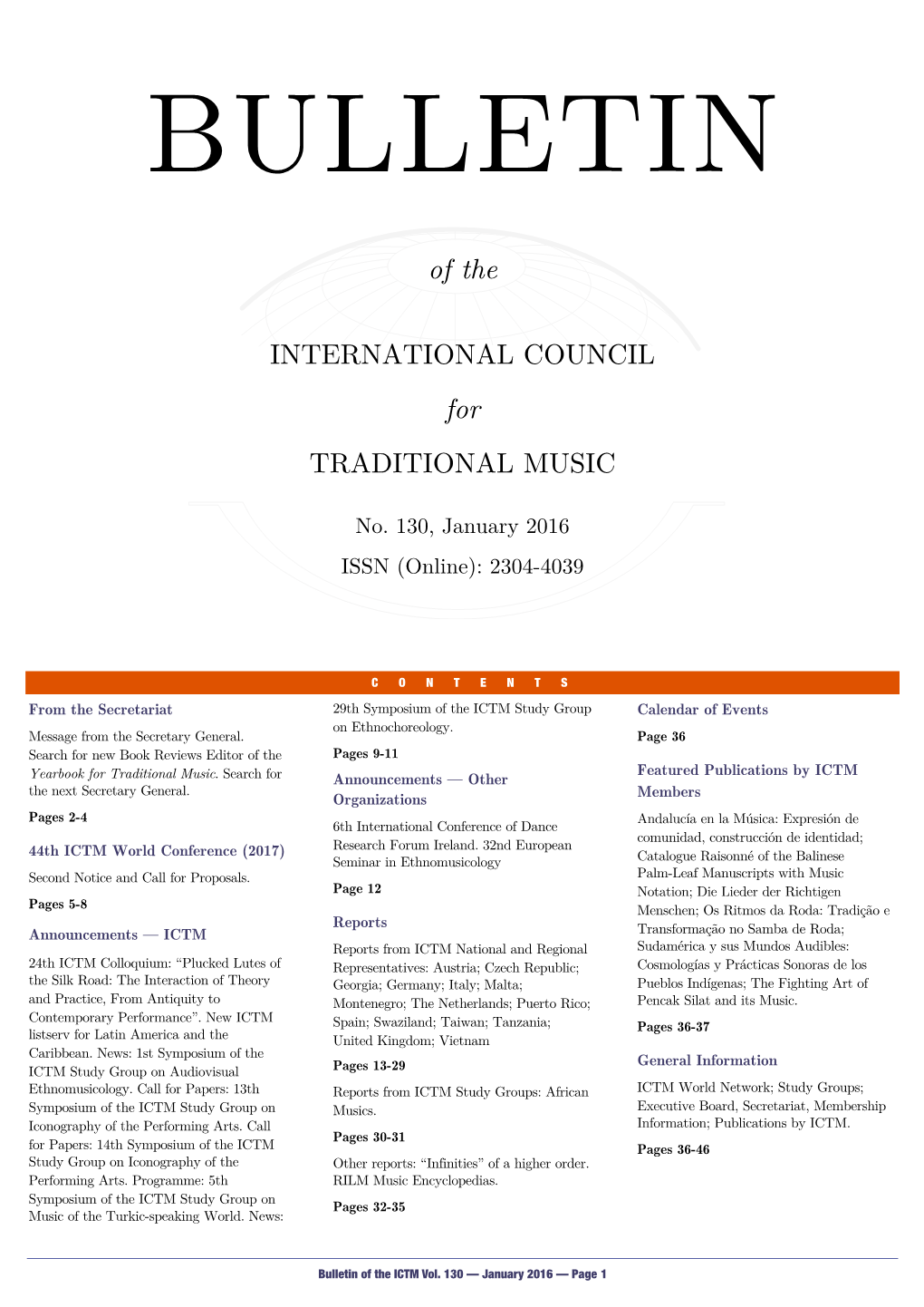 Bulletin of the ICTM Vol