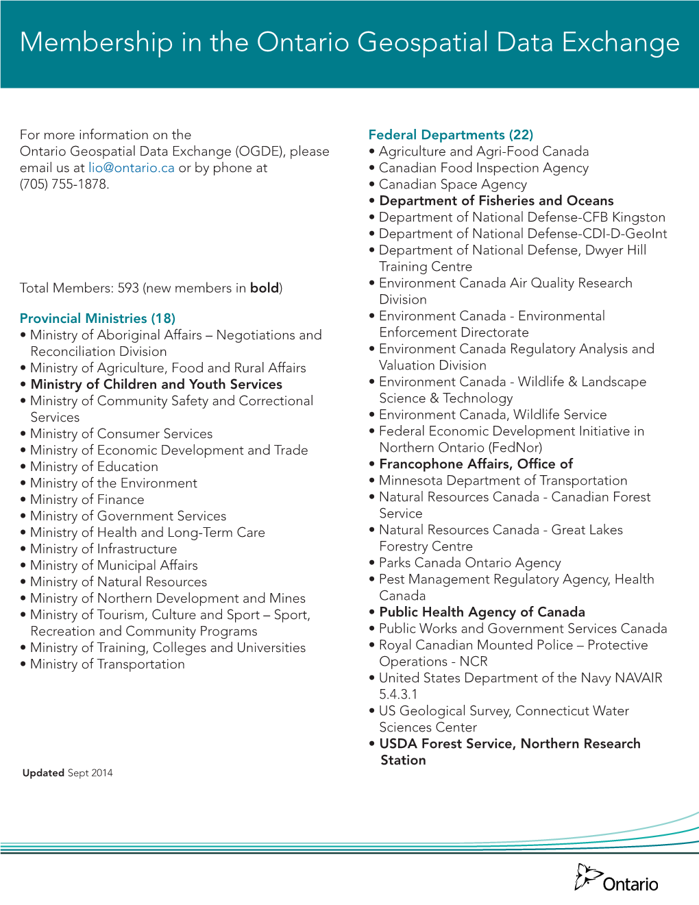 Membership in the Ontario Geospatial Data Exchange