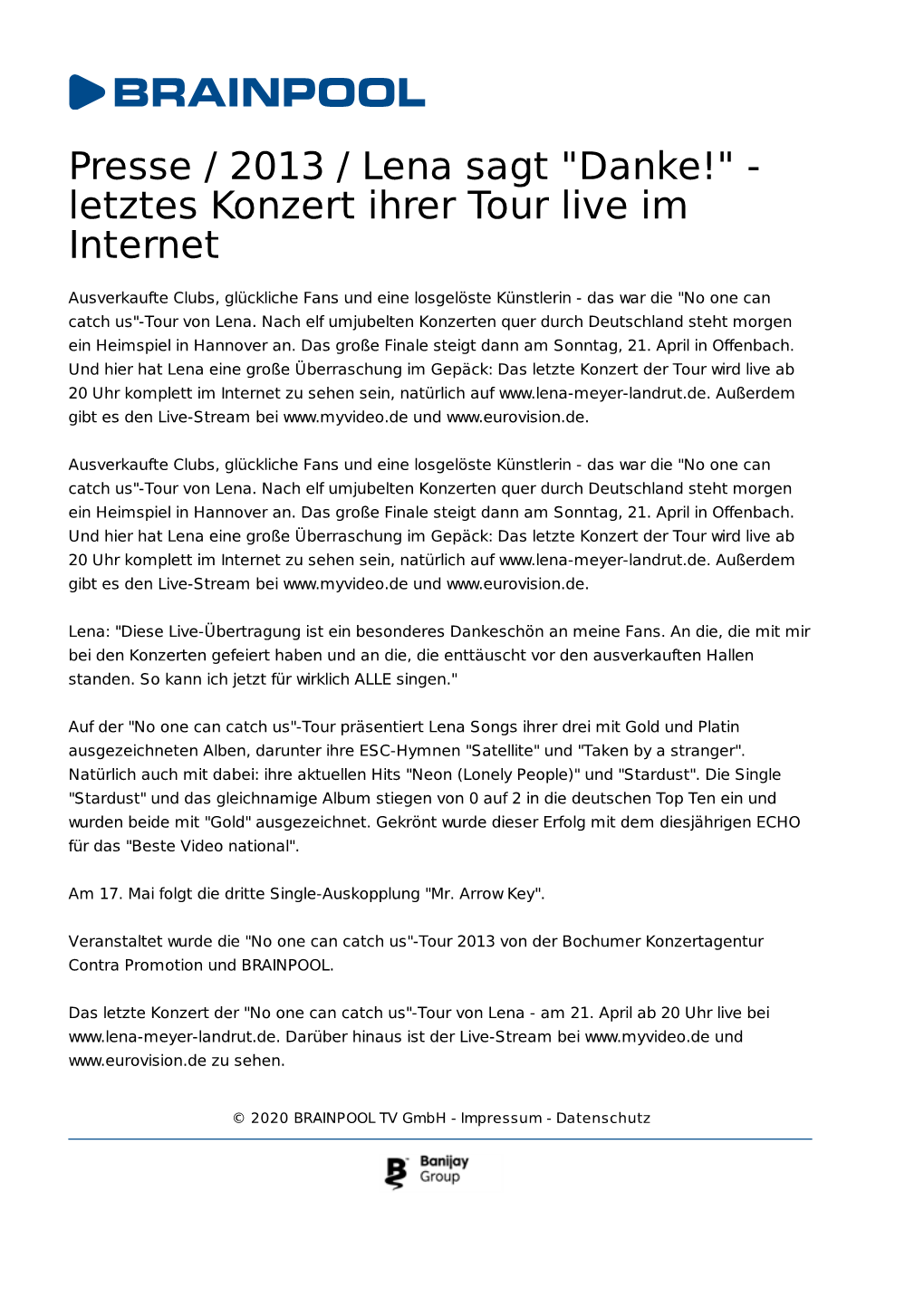 Letztes Konzert Ihrer Tour Live Im Internet