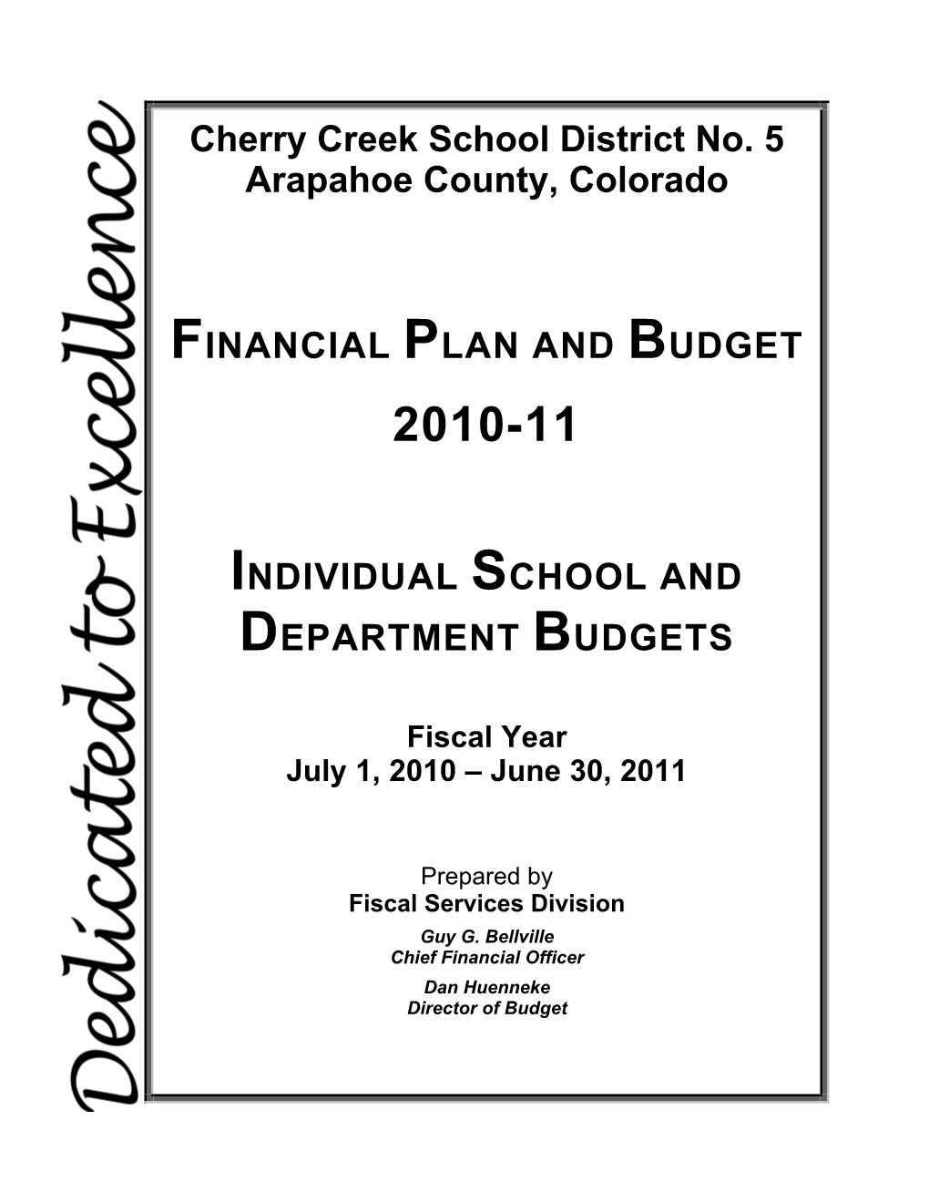 Financial Plan and Budget 2010-11