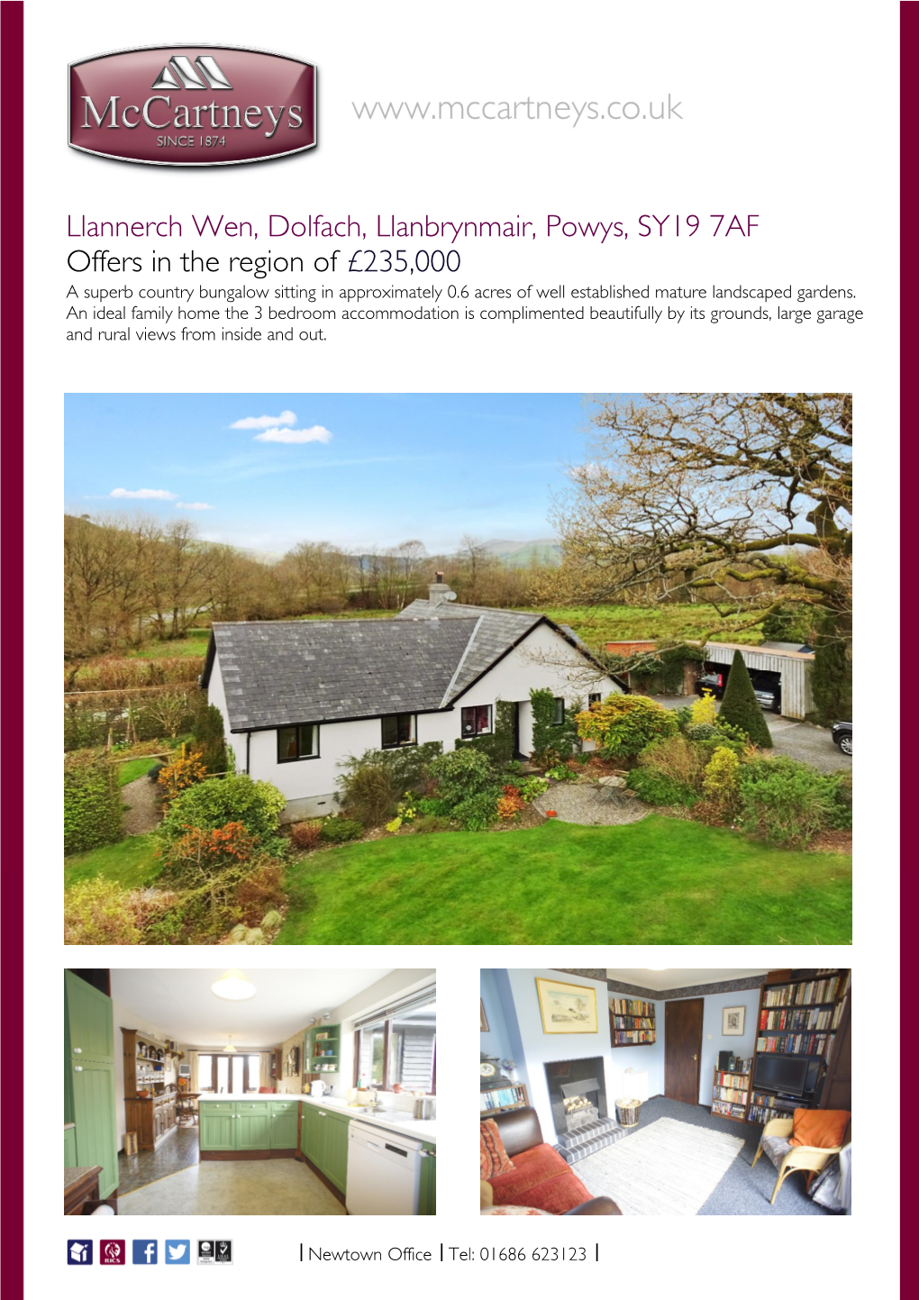 Llannerch Wen, Dolfach, Llanbrynmair, Powys, SY19 7AF Offers in the Region of £235,000