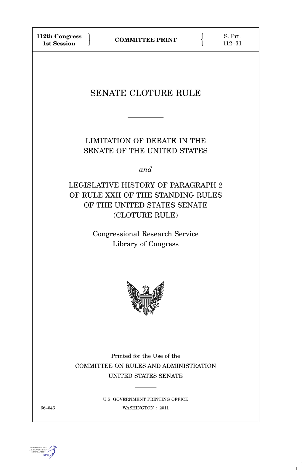 Senate Cloture Rule