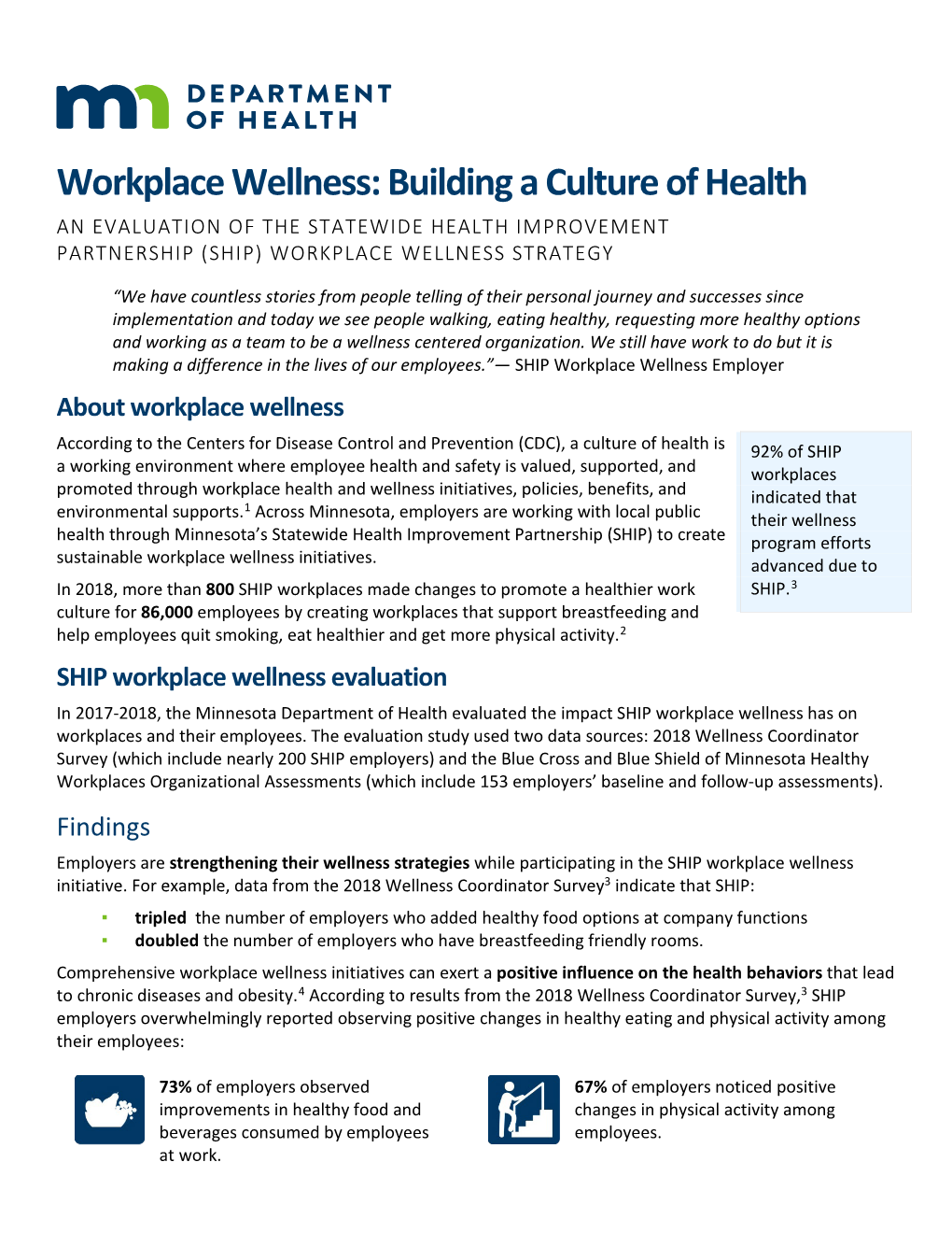 SHIP Workplace Wellness Evaluation Fact Sheet
